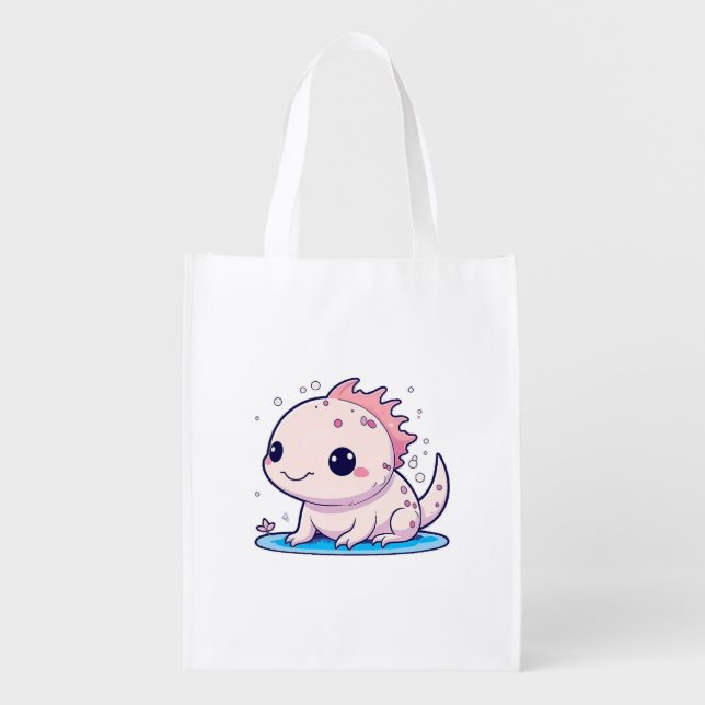 cute axolotl philosopher grocery bag (Front)
