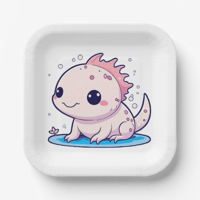 cute axolotl philosopher paper plates (Front)