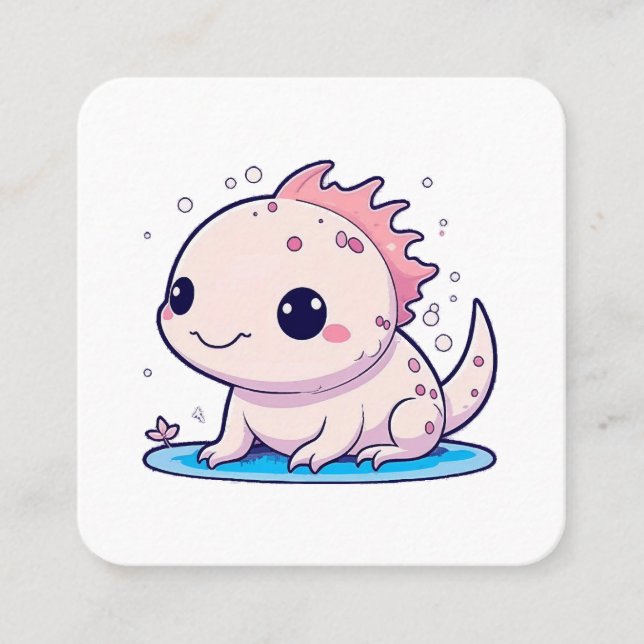 cute axolotl philosopher square business card (Front)