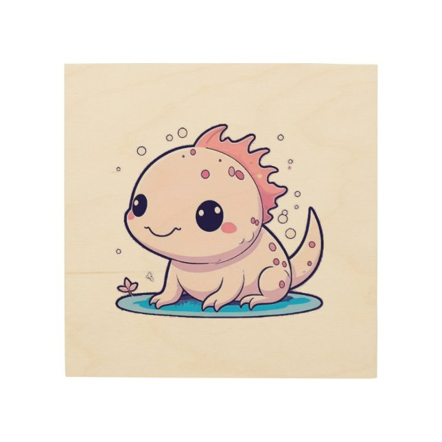 cute axolotl philosopher wood wall art (Front)