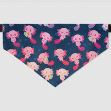 Cute Axolotl Pink Paw Prints Red Pet Bandana