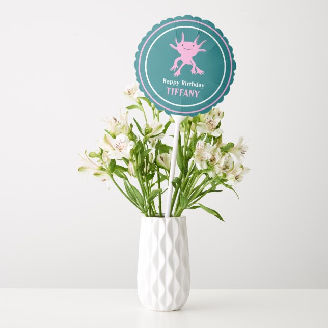 Cute Axolotl Pink Salamander Birthday Party Balloon (Vase)