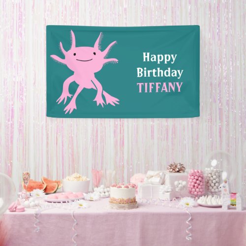 Cute Axolotl Pink Salamander Birthday Party