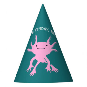 Cute Axolotl Pink Salamander Birthday Party Hat