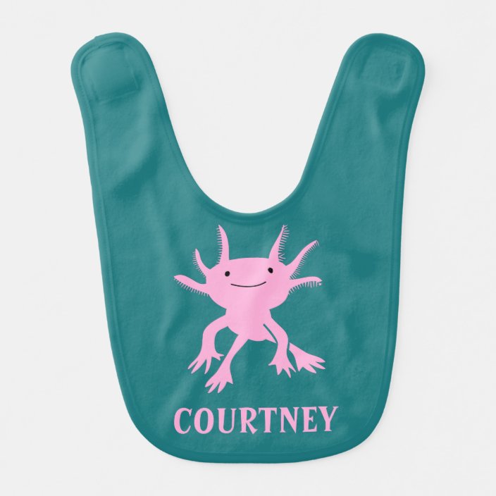 Cute Axolotl Pink Salamander Personalized Baby Bib Zazzle Com