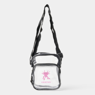 Cute Axolotl Pink Salamander Personalized Clear Crossbody Bag