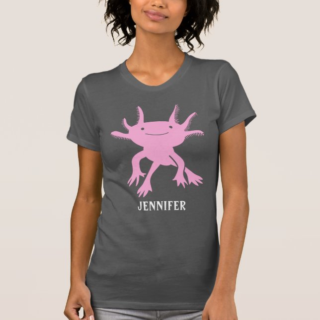 Cute Axolotl Pink Salamander Personalized Graphic T-Shirt (Front)