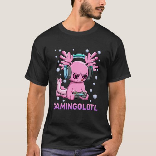 Cute Axolotl Playing Video Games  Gameolotl Gaming T_Shirt