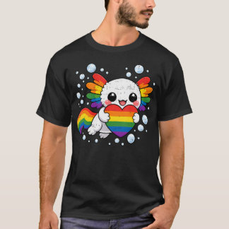 Cute Axolotl Rainbow Heart Lgbt Gay Pride Lgbtq T-Shirt