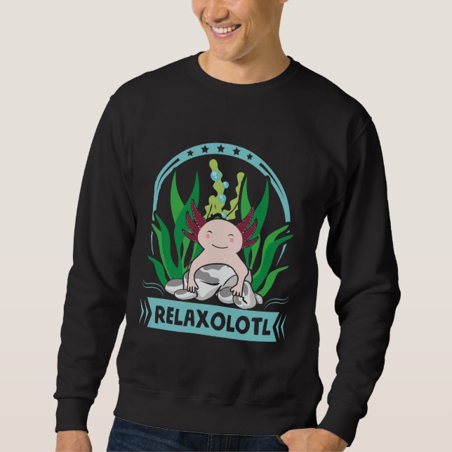Cute Axolotl relaxing Amphibia Salamander Kawaii Sweatshirt (Front)