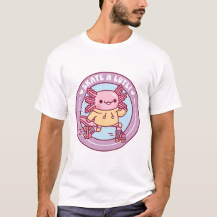 Cute Axolotl Roller Skating Skate A Lotl Funny Pun T-Shirt