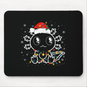 Cute Axolotl Santa Hat Funny Boys Girls Xmas Tree Mouse Pad