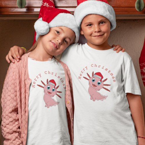 Cute Axolotl Santa Merry Christmas  T_Shirt