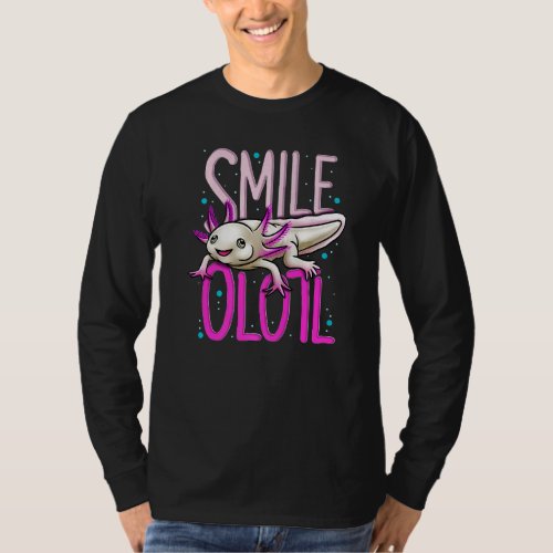 Cute Axolotl Smiling Smileolotl Funny Axolotl T_Shirt