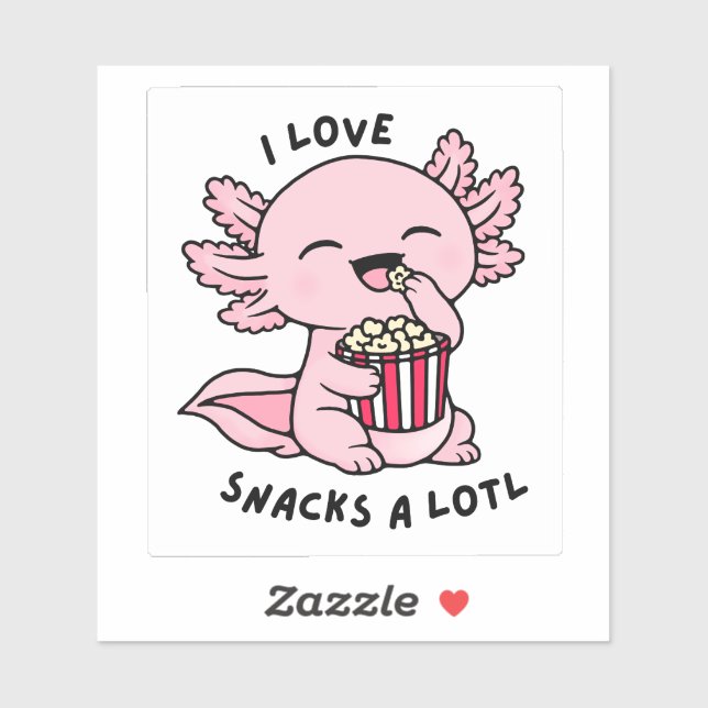 Cute Axolotl Snack Lover Funny Pun Sticker (Sheet)