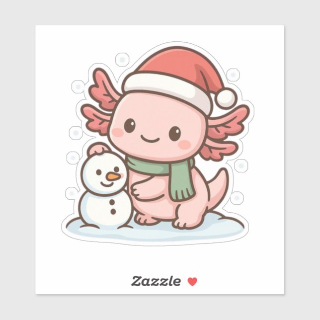 Cute Axolotl Snowman Christmas Sticker (Sheet)