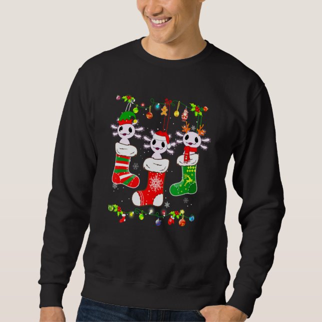 Cute Axolotl Socks Christmas Light  Family Pajamas Sweatshirt (Front)
