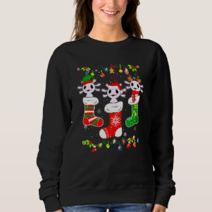 Cute Axolotl Socks Christmas Light Family Pajamas Sweatshirt