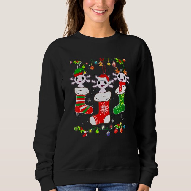 Cute Axolotl Socks Christmas Light  Family Pajamas Sweatshirt (Front)
