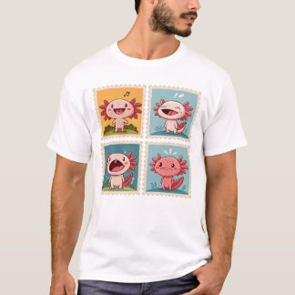Cute Axolotl Stamp Emotional Axolotls T-Shirt