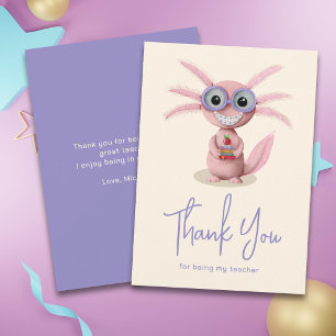 Cute Axolotl Teacher Thank You Card