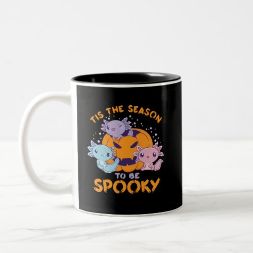 Cute Axolotl The Season To Be Spooky Halloween Two_Tone Coffee Mug