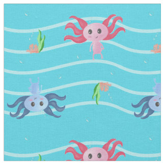 Cute Axolotl Underwater Fabric