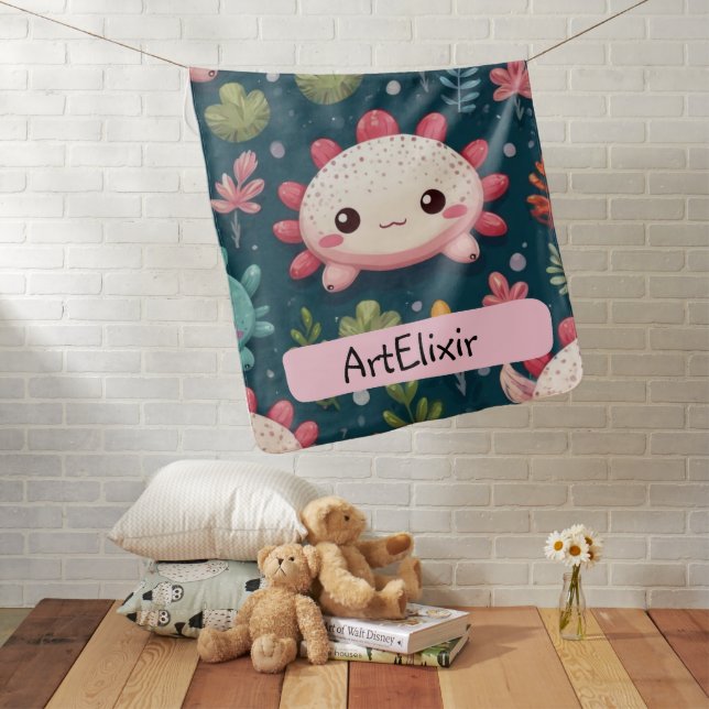 Cute Axolotl Unique Print Baby Blanket (In Situ)