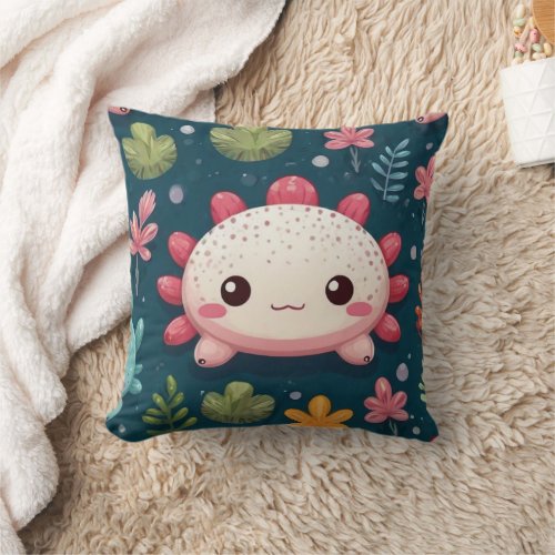 Cute Axolotl Unique Print  Throw Pillow