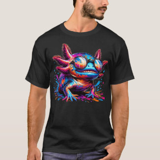 Cute Axolotl Vintage Colorful Axolotl Art With Sun T-Shirt