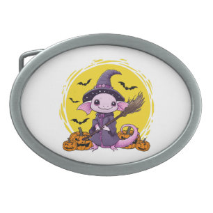 Cute Axolotl Witch Halloween Belt Buckle