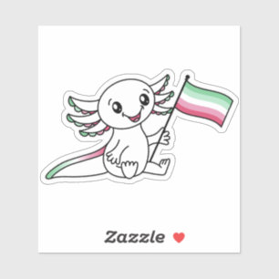 Cute Axolotl with Abrosexual Pride Flag LGBTQ+ Sticker