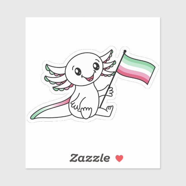 Cute Axolotl with Abrosexual Pride Flag LGBTQ+ Sticker (Sheet)