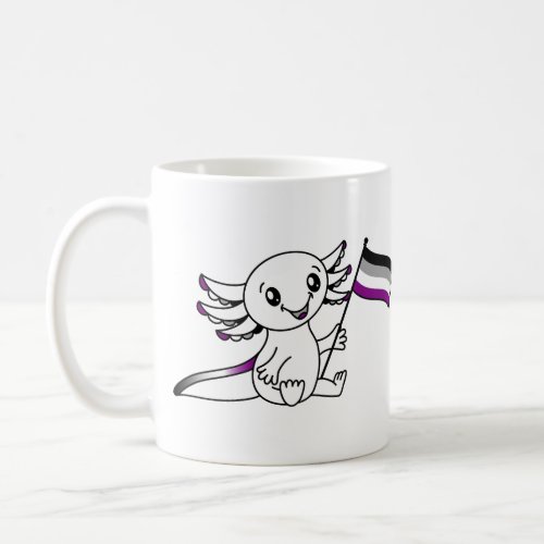 Cute Axolotl with Ace Asexual Pride Flag LGBTQ Coffee Mug