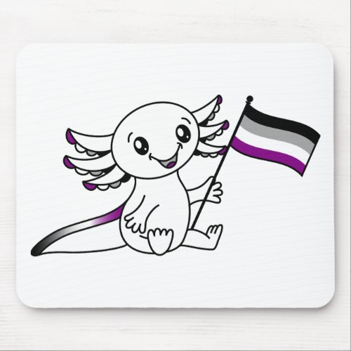 Cute Axolotl with Ace Asexual Pride Flag LGBTQ Mouse Pad