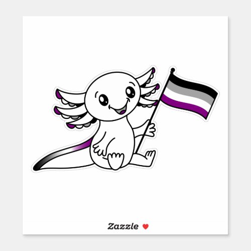 Cute Axolotl with Ace Asexual Pride Flag LGBTQ Sticker