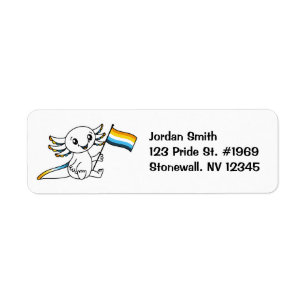 Cute Axolotl with AroAce Sunset Pride Flag LGBTQ+ Label