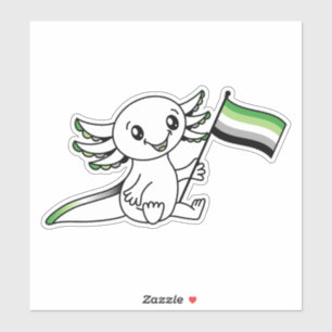Cute Axolotl with Aromantic Aro Pride Flag LGBTQ+ Sticker