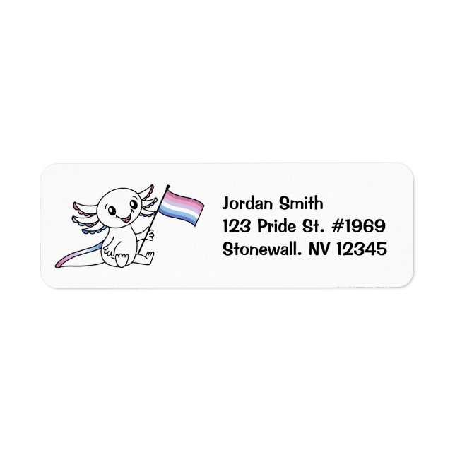 Cute Axolotl with Bigender Pride Flag LGBTQ+ Label (Front)