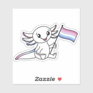 Cute Axolotl with Bigender Pride Flag LGBTQ+ Sticker