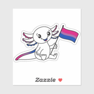 Cute Axolotl with Bisexual Pride Flag LGBTQ+ Sticker