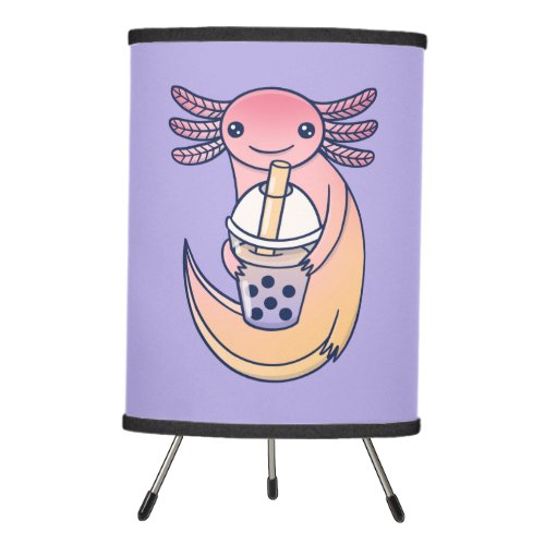 Cute Axolotl with Bubble Tea Tripod Lamp
