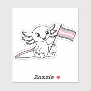 Cute Axolotl with Demigirl Pride Flag LGBTQ+ Sticker