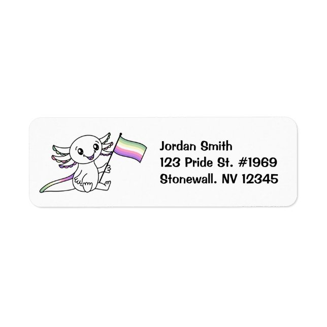 Cute Axolotl with Genderfae Pride Flag LGBTQ+ Label (Front)