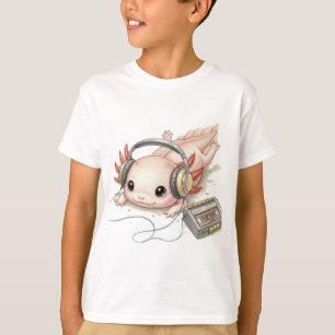 Cute Axolotl with Headphones – Kid’s T‑Shirt T-Shirt