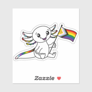 Cute Axolotl with Intersex Quasar Pride Flag LGBTQ Sticker