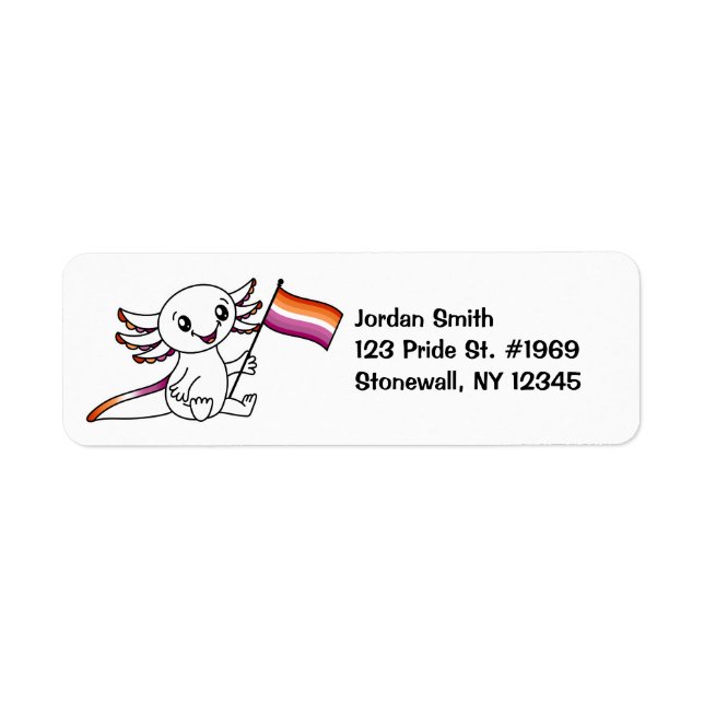 Cute Axolotl with Lesbian Pride Flag LGBTQ+ Label (Front)