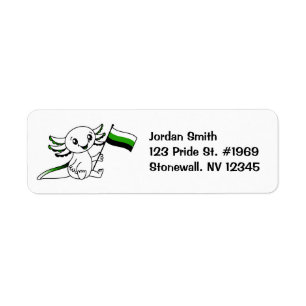 Cute Axolotl with Neutrois Pride Flag LGBTQ+ Label
