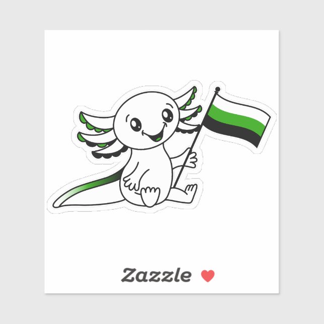 Cute Axolotl with Neutrois Pride Flag LGBTQ+ Sticker (Sheet)