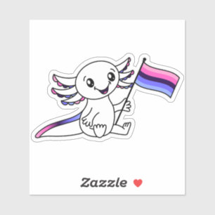Cute Axolotl with Omnisexual Pride Flag LGBTQ+ Sticker